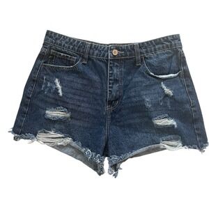 KanCan Women's Size W11 / 29 Cutoff Jean Shorts Distressed Medium Wash Cotton 3"